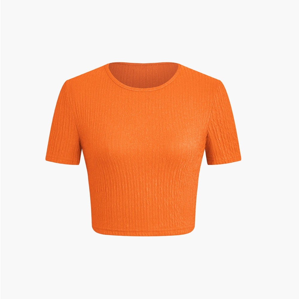 Orange Ruched Midi Skirt & Crop Top Set - Picture 4 of 8